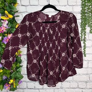 '🌼3/$30🌼Old Navy Size Sheer Printed 3/4 Sleeve Blouse XS